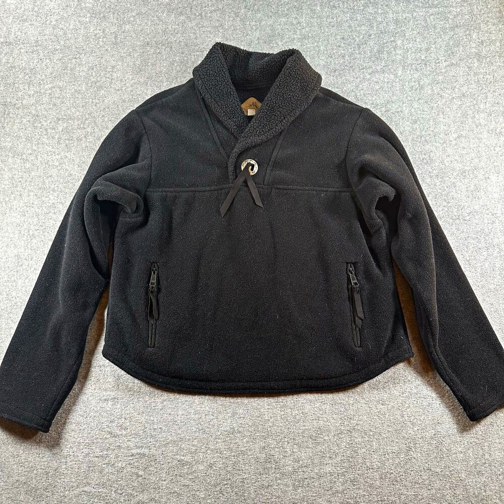 Wyoming Wear Women’s Black Fleece Pullover Jacket Concho Collar Pockets Size M